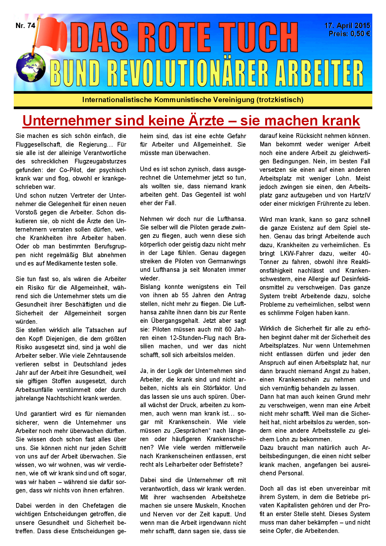 Das rote Tuch – Nr. 74