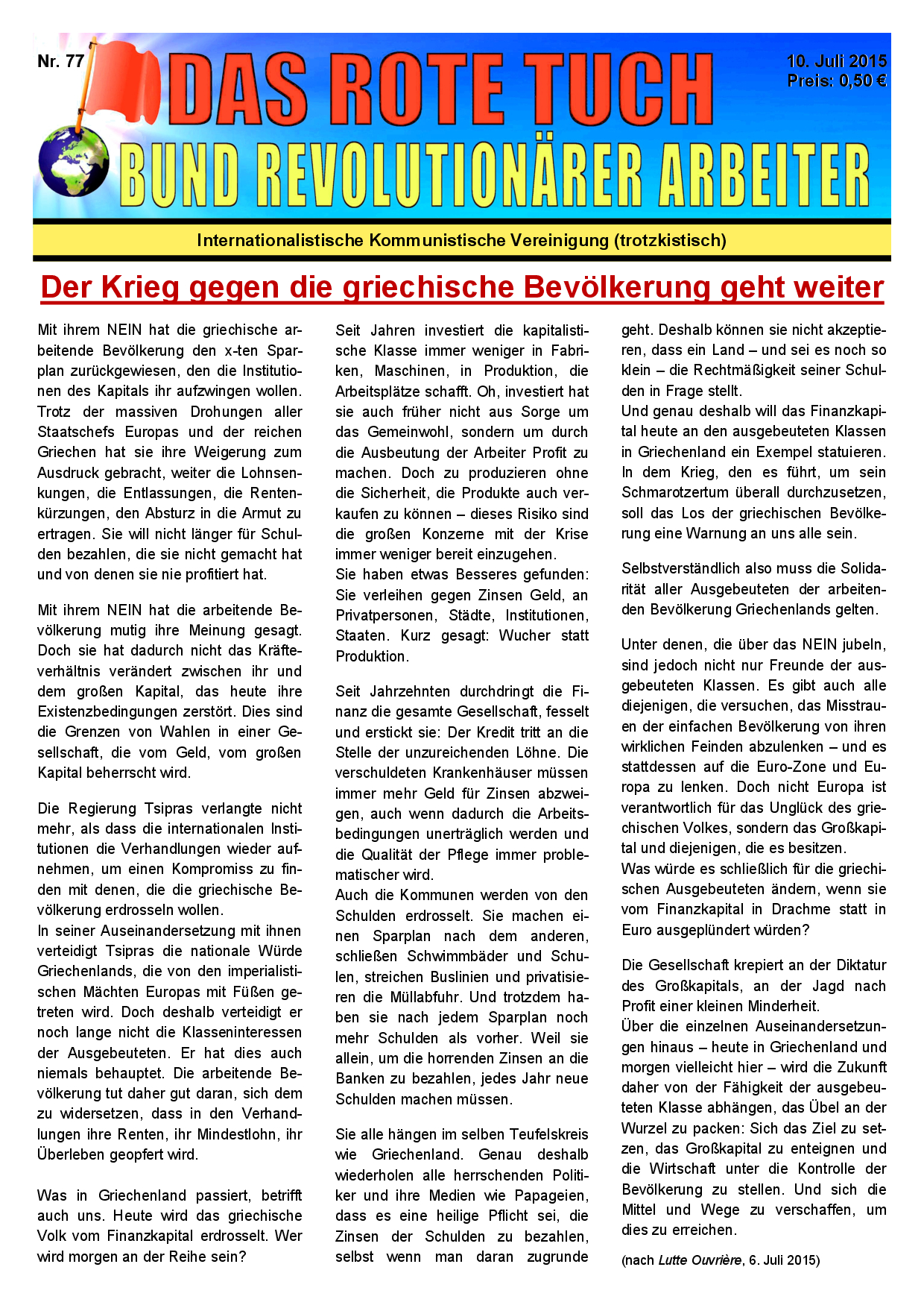 Das rote Tuch – Nr. 77