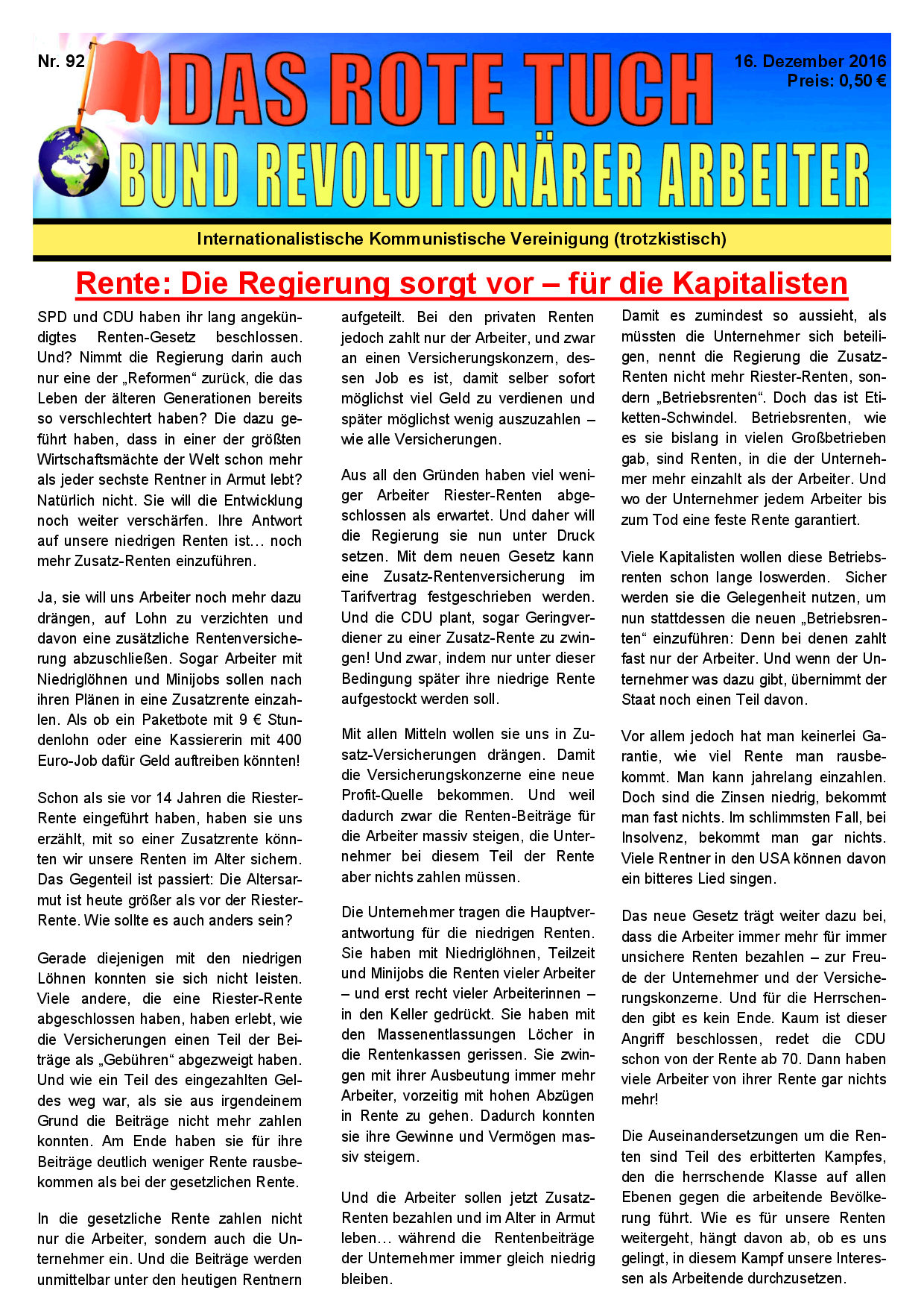 Das rote Tuch – Nr. 92