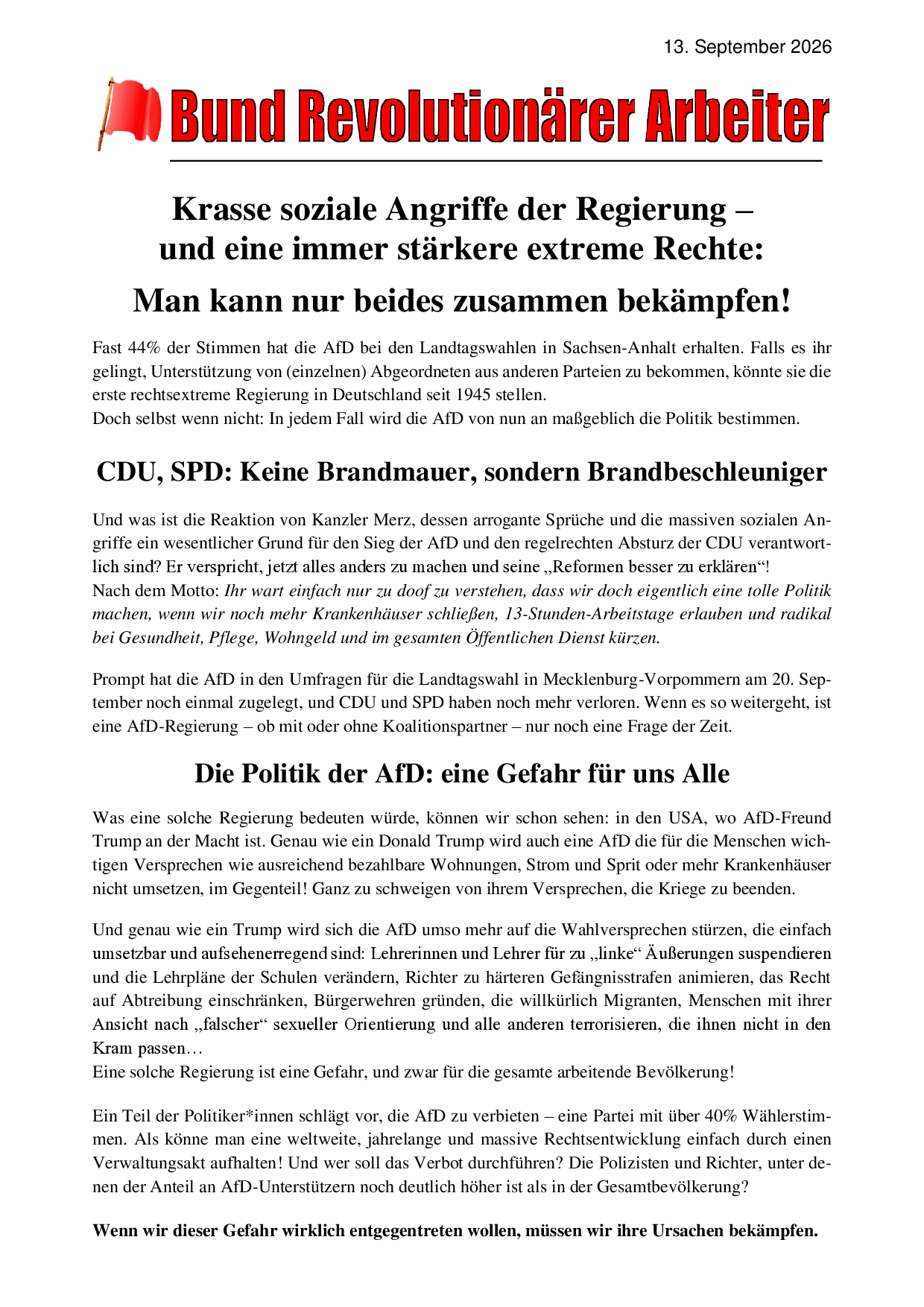 Krasse soziale Angriffe der Regierung und eine immer stärkere extreme Rechte