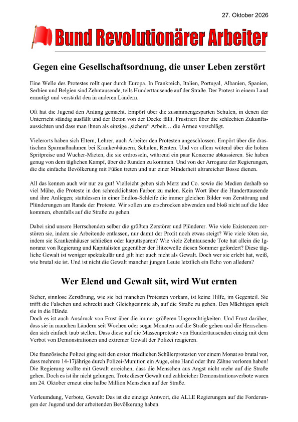 Gegen eine Gesellschaftsordnung, die unser Leben zerstört